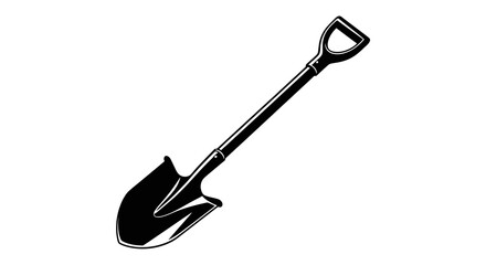 Black shovel silhouette on a white background gardening tool isolated silhouette © Sakib