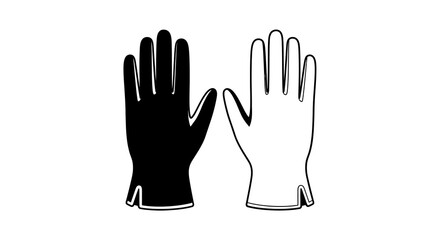 Obraz premium Gloves pair in contrasting colors black and white isolated silhouette