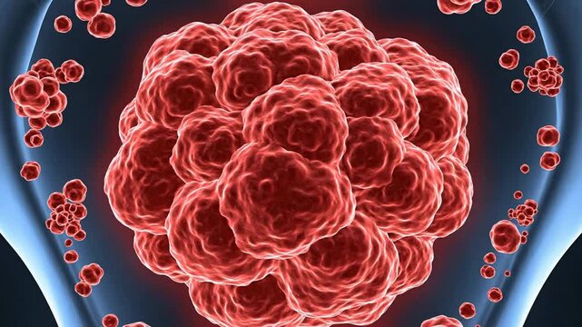 Medical animation of cancer cell growth and tumor development in human uterus for oncology research and healthcare education