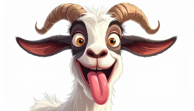 Cartoon Goat with Tongue Out - A Whimsical and Playful Illustration.