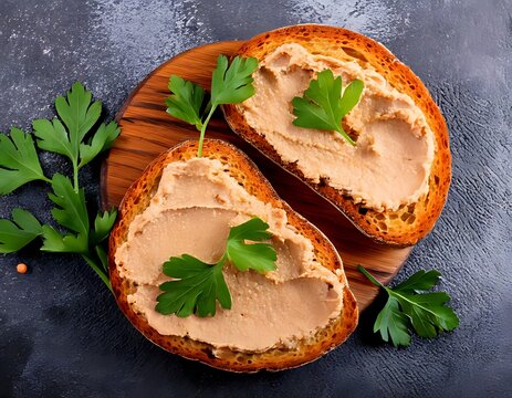 Smooth liver pate with&nbsp;fresh herbs&nbsp;and crusty bread