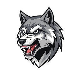 Obraz premium Angry wolf head mascot illustration on white background