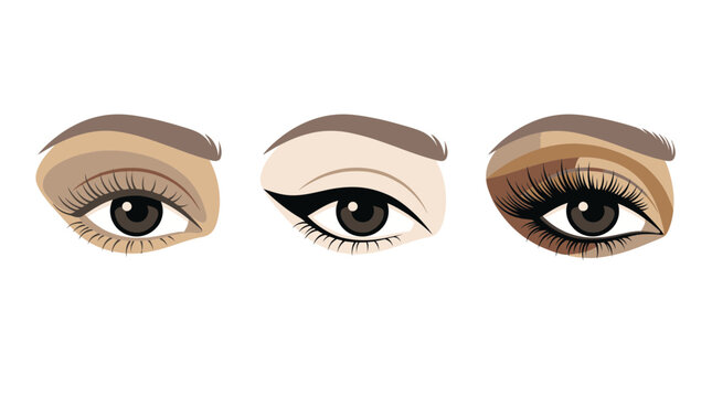 Step-by-step guide showcasing different eye makeup styles for various occasions, from natural to dramatic looks
