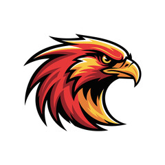Fototapeta premium Fiery Eagle Head Mascot: Dynamic Vector Illustration on White