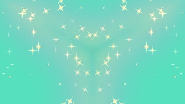 Sparkling stars shine brightly in a vibrant teal night sky with glittering effect