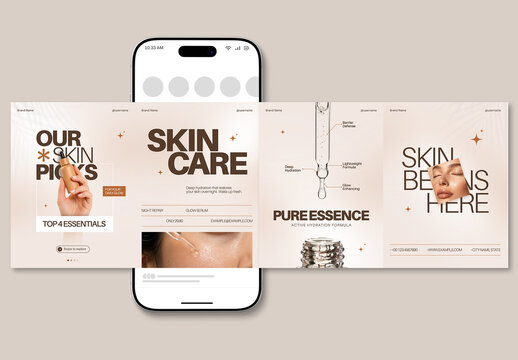 Skincare Product Carousel Social Media Post Template for Beauty Brands