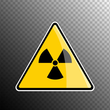 Radiation Warning Sign Yellow Triangle on Transparent Background