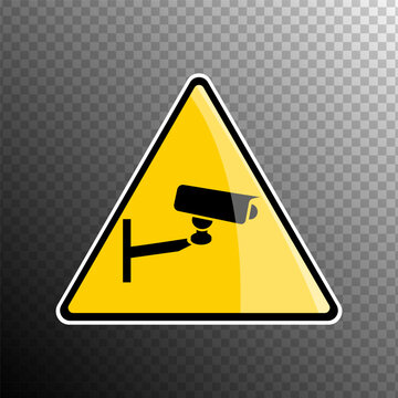 CCTV Video Surveillance Warning Sign Icon on Transparent Background