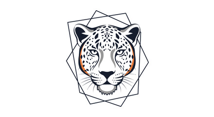 Snow leopard face with geometric shapes. © satu