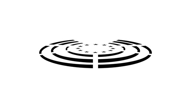europe parliament symbol, black isolated vector silhouette