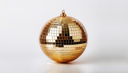 Fototapeta premium golden disco ball isolated on white background