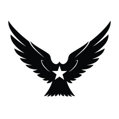 Obraz premium Eagle silhouette with spread wings and a single star on a white background