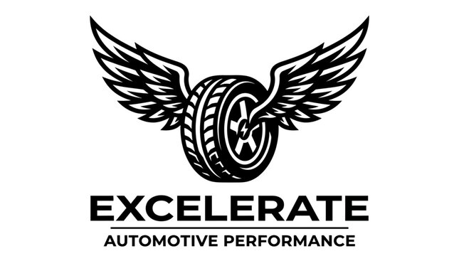Black tire with wings logo design.