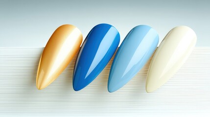 Fototapeta premium Vibrant Nail Polish Shades in Elegant Arrangement for Beauty Lovers