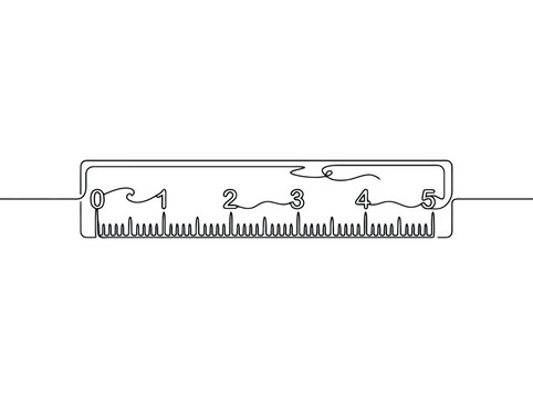 Simple ruler drawing with measurements and numbers for scale and precision
