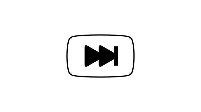 Minimalist media controller rewind button icon on withe background,4k video animation.