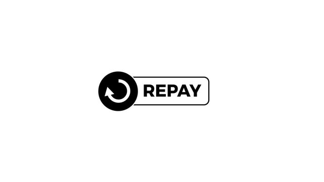 repay button icon with circular arrow on withe background