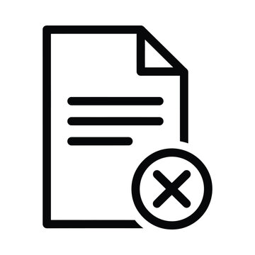 Document error or delete icon with file and cross mark symbol, document