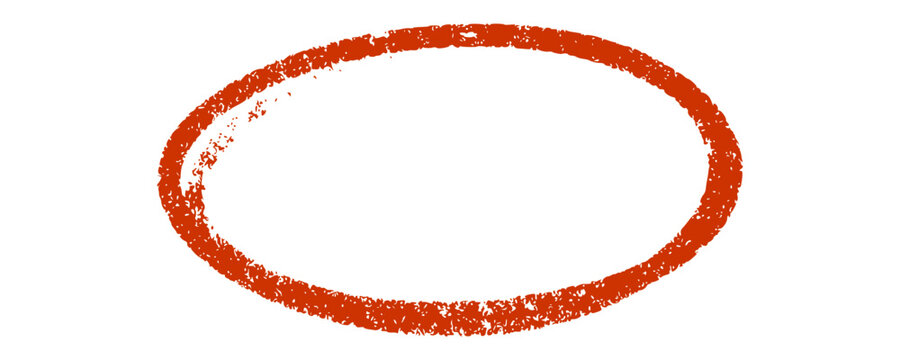 Bold brown textured hand drawn crayon oval circle mark template on white background. Thick border element for creative text frames, correction highlights, and modern graphic layouts.
