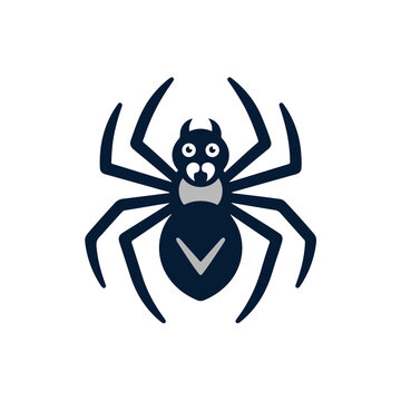 Cartoon Spider With Check Mark Flat Vector Icon Design