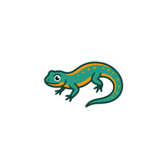 Fototapeta premium Cute Teal Orange Salamander Lizard Flat Design Vector Illustration