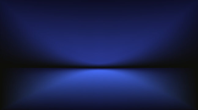 Futuristic navy gradient backdrop creates elegant atmosphere for cosmetic displays. Vector background featuring soft lighting and geometric patterns in minimalist digital space with shiny surface