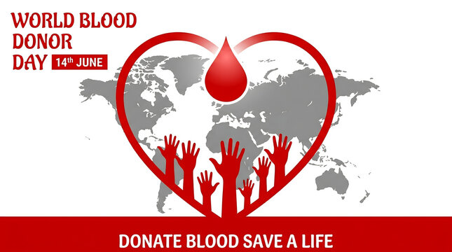 World Blood Donor Day, donate blood save a life, blood donation awareness, health campaign, medical illustration