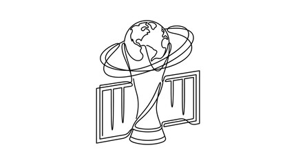 Continuous Line Drawing of a Satellite Orbiting Earth © Ibrahim Haidar Zayn 
