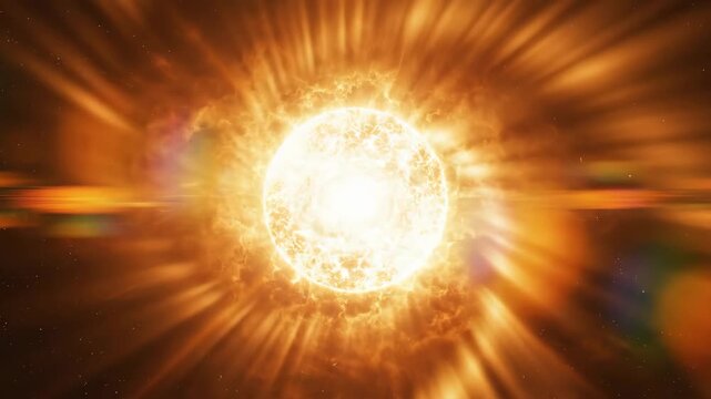 Massive star exploding and radiating energy in deep space for science and astronomy content