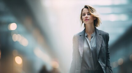 Fototapeta premium Woman in suit walking with confidence