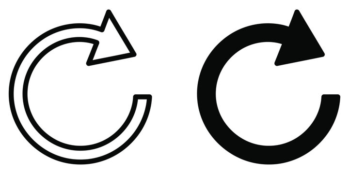 Black and white circular refresh arrow icons for website and app interface design Vector