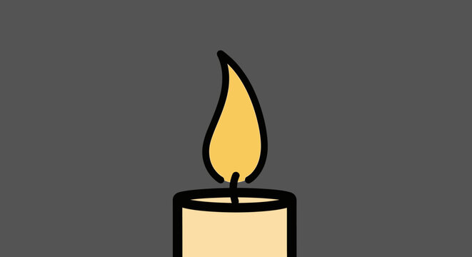 Minimalist vector illustration of a single burning candle flame