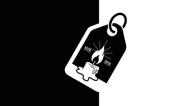 Minimalist Black and White Candle Price Tag Vector Art