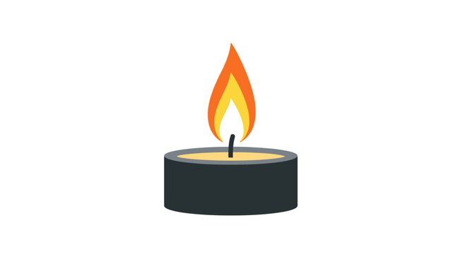 Minimalist burning tea light candle flat vector illustration