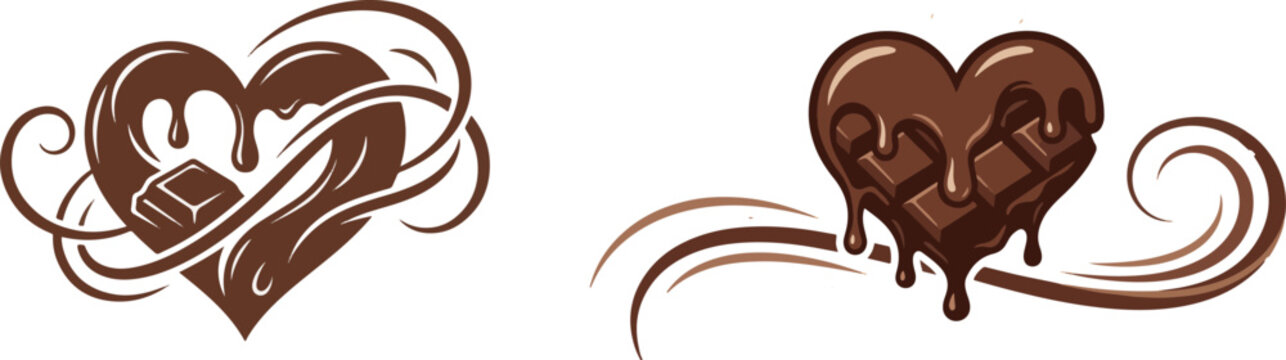 Chocolate Heart Vector Illustration for Happy Chocolate Day