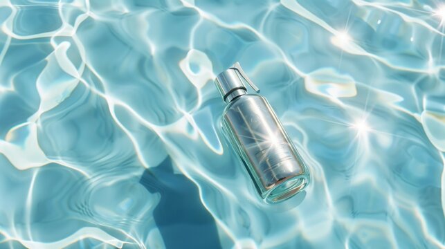 Sparkling Water Bottle in Swimming Pool.