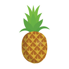 Obraz premium Cute pineapple house vector illustration isolated on white background. Fantasy tropical fruit home with windows and wooden door in cartoon style 