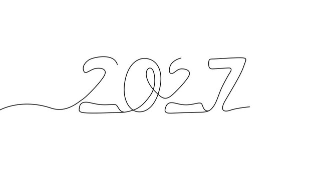 One Line Illustration &ndash; New Year 2027 Celebration Concept