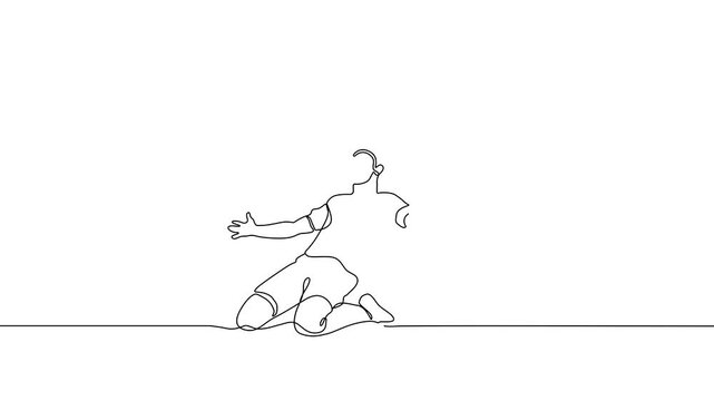 One Line Illustration &ndash; Football Player Celebrating Goal