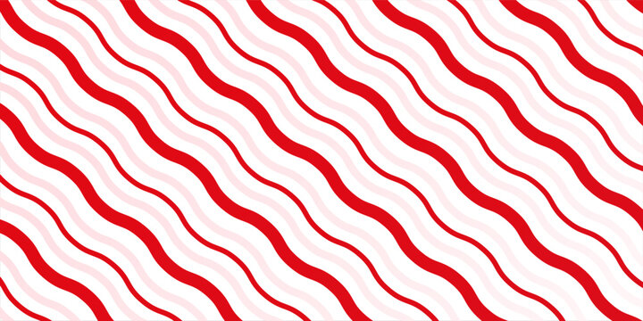 Candy cane Christmas background, peppermint diagonal stripes print seamless pattern