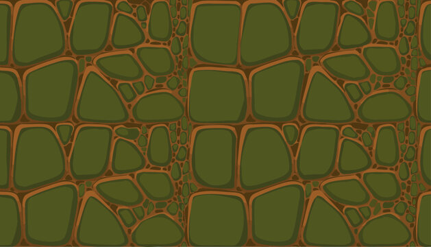 Flat seamless vector background of crocodile skin texture