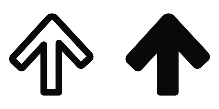 Black arrow icons pointing up in solid and outline style Vector
