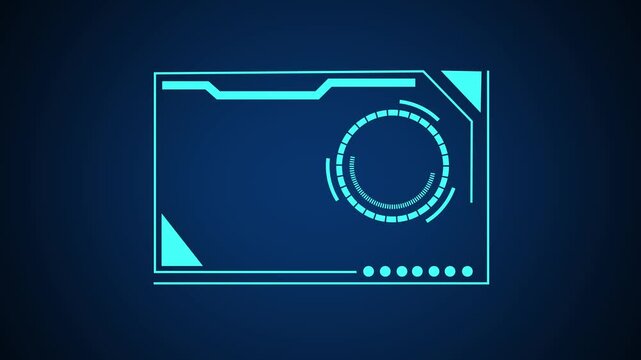 Futuristic digital interface frame with HUD. Technology frame symbol for system display. Digital interface frame animation for tech.