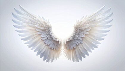 Fototapeta premium Symmetrical white angel wings spread open