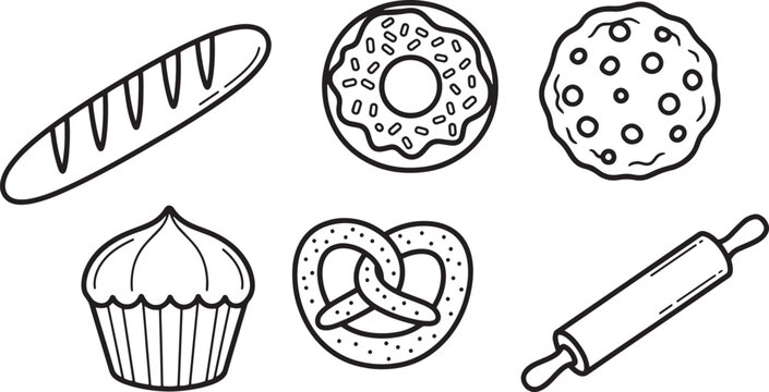 Baked Goods and Baking Tools Illustration.