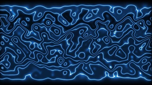 Electric blue abstract topographic pattern. Abstract topography symbol for geography and terrain. Digital topography animation for science.