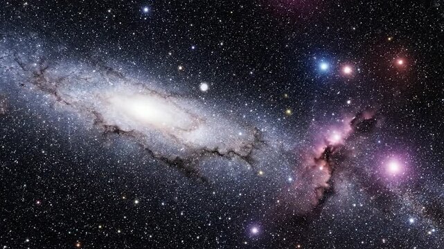 Spiral galaxy rotating in deep space, cinematic cosmic nebula and star cluster background, for science and, astronomy projects