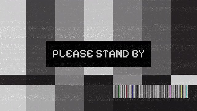 Retro Television Static Screen Please Stand By Message.