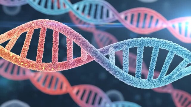 Colorful DNA double helix structures.