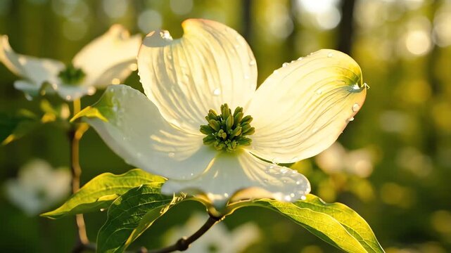 Dogwood (cornus florida) flower is a beautiful ornamental spring bloom